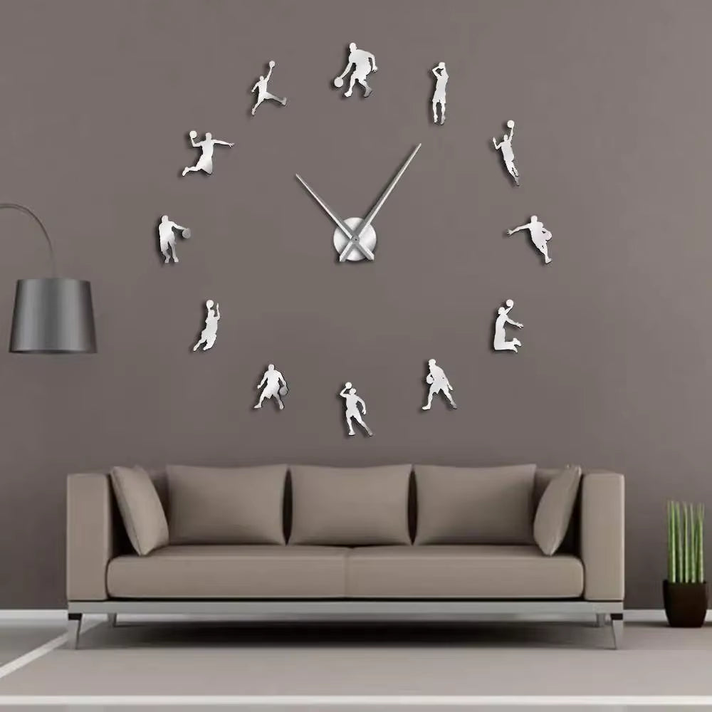 EVA Wall Watch Basketball Players DIY Large Clock Basketball Slam Dunk Kid Room Wall Decor Giant Basketball Wall Watch Gifts