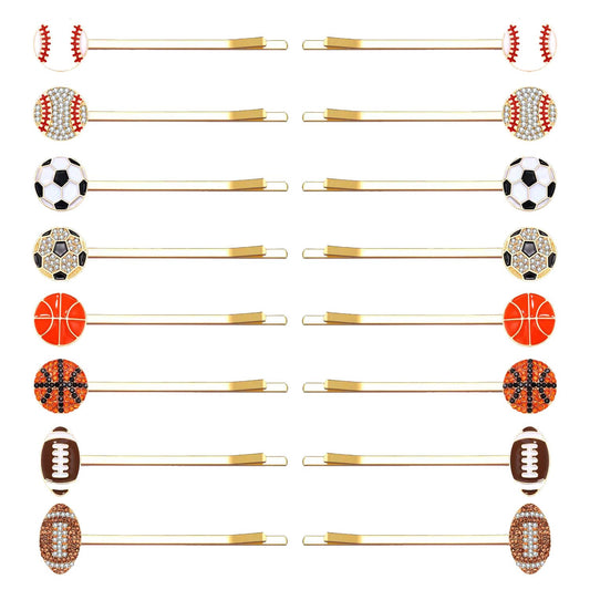 6/8 Pairs Game Day Hair Clips for Women Football Baseball Hairpins Basketball Soccer Hair Clips Football Baseball Mom Accessories Game Day Hair Accessory Party Favor Gifts