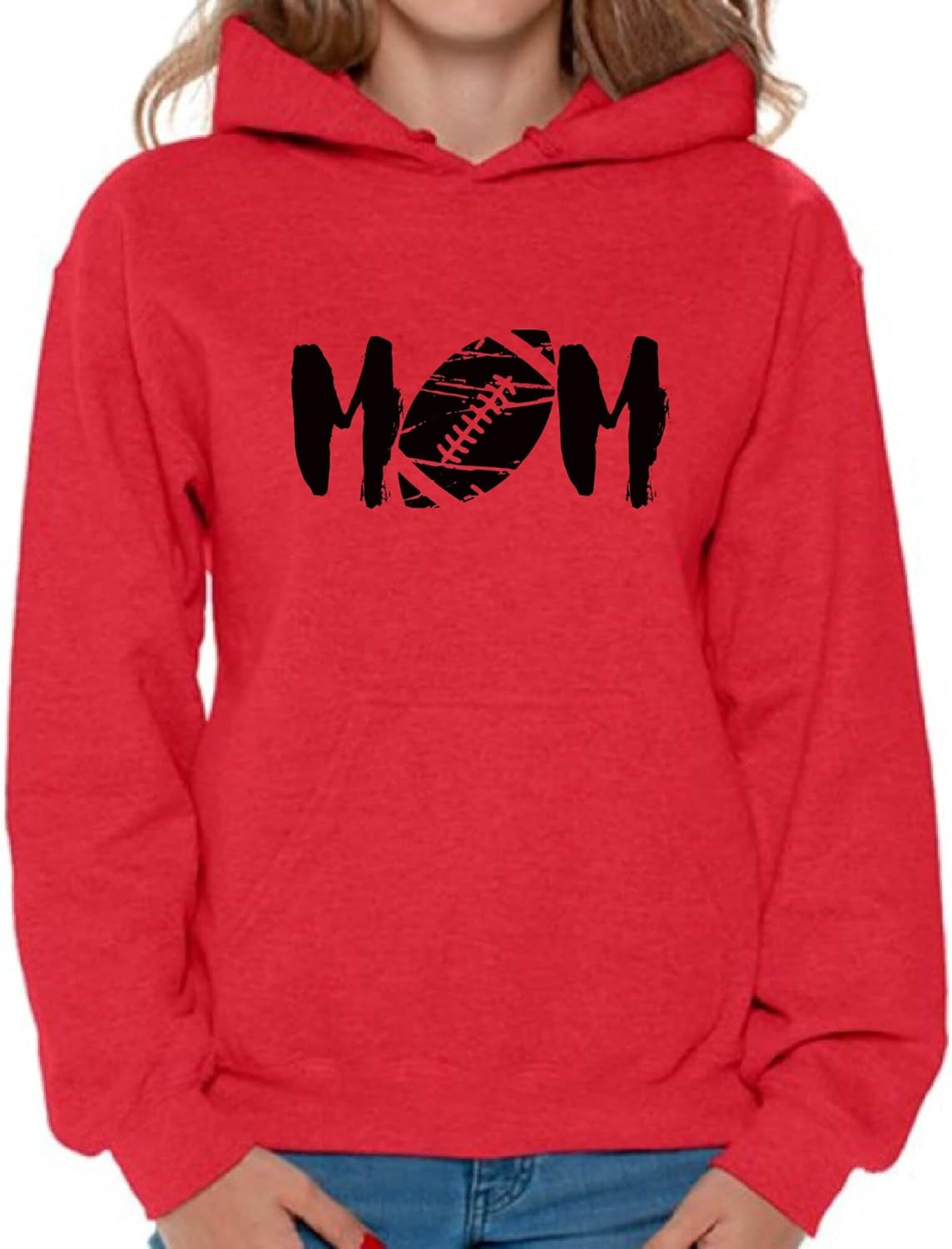 Women'S M-O-M Football Mom Graphic Hoodie Tops Black Sports