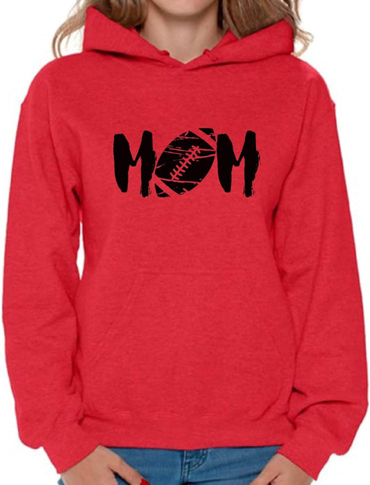 Women'S M-O-M Football Mom Graphic Hoodie Tops Black Sports