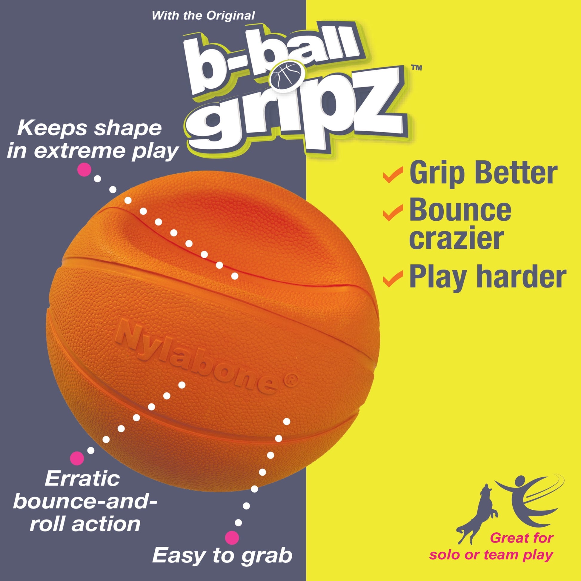 Power Play Dog Basketball B-Ball Gripz Medium/Wolf - up to 35 Lbs. 4.5 Inch (1 Count)