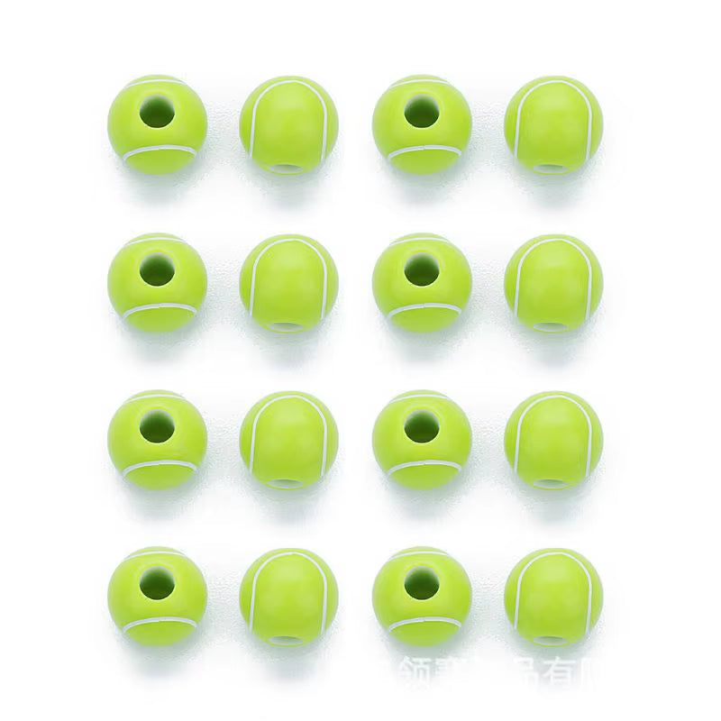 100 Pcs Acrylic Baseball Volleyball Rugby Tennis Basketball Beads 12Mm Sports Pony Ball Spacer Beads Jewelry Making