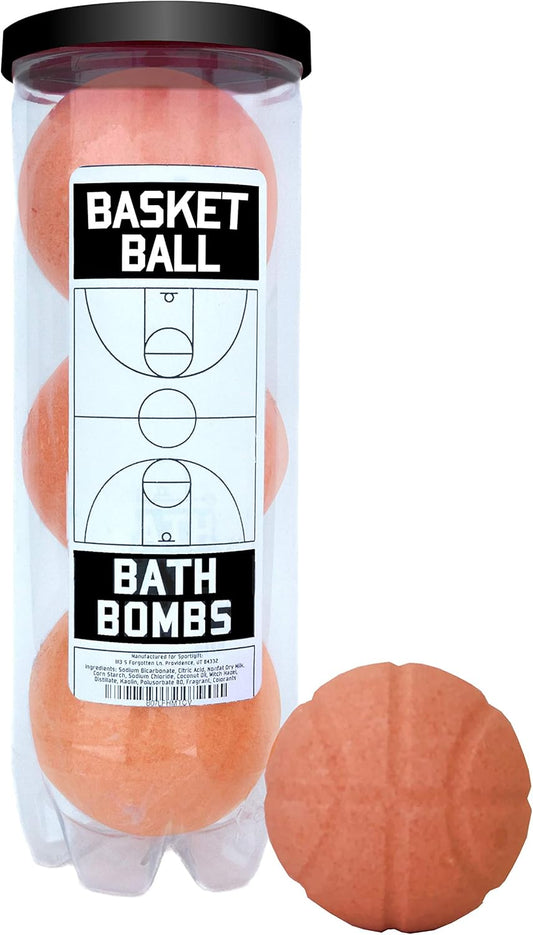 Basketball Bath Bombs - 3 Pack - Basketball Gifts for Boys & Girls, Basketball Accessories for Boys, Players, Coaches, Basketball Team Gifts, Gifts for Basketball Players