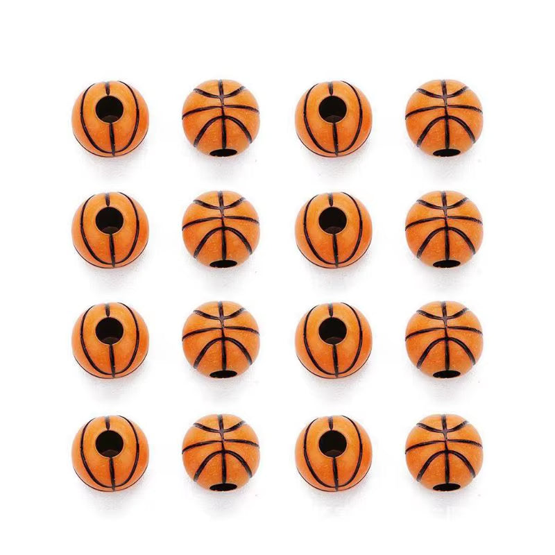 100 Pcs Acrylic Baseball Volleyball Rugby Tennis Basketball Beads 12Mm Sports Pony Ball Spacer Beads Jewelry Making