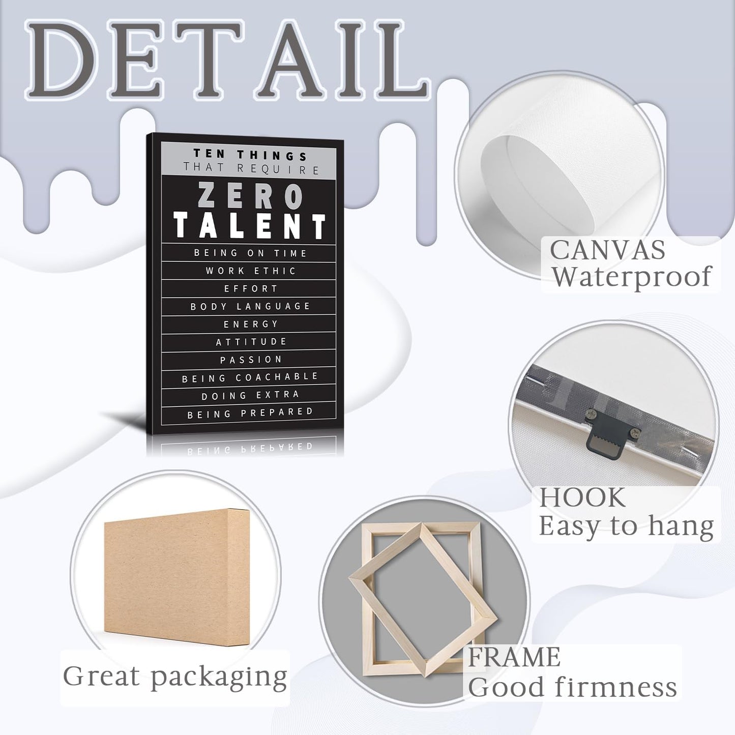 Inspirational Wall Decor Motivational Posters Motivational Wall Art 10 Things That Require Zero Talent Office Wall Art Positive Quotes Wall Decor for Home Office Decor (12''Wx18''H)
