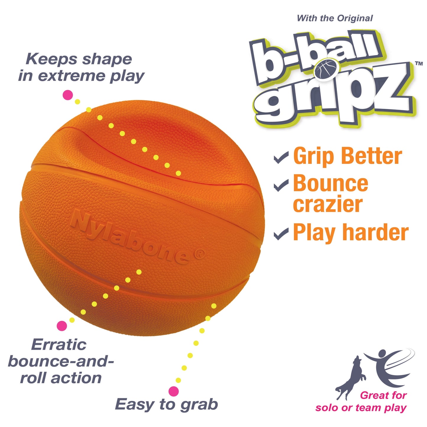 Power Play Dog Basketball B-Ball Gripz Medium/Wolf - up to 35 Lbs. 4.5 Inch (1 Count)