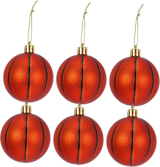 Christmas Basketball Ornaments Christmas Tree Hanging Ball Basketball Balls Ornaments for Xmas Tree Sport Party Decor 6Pcs (Basketball)