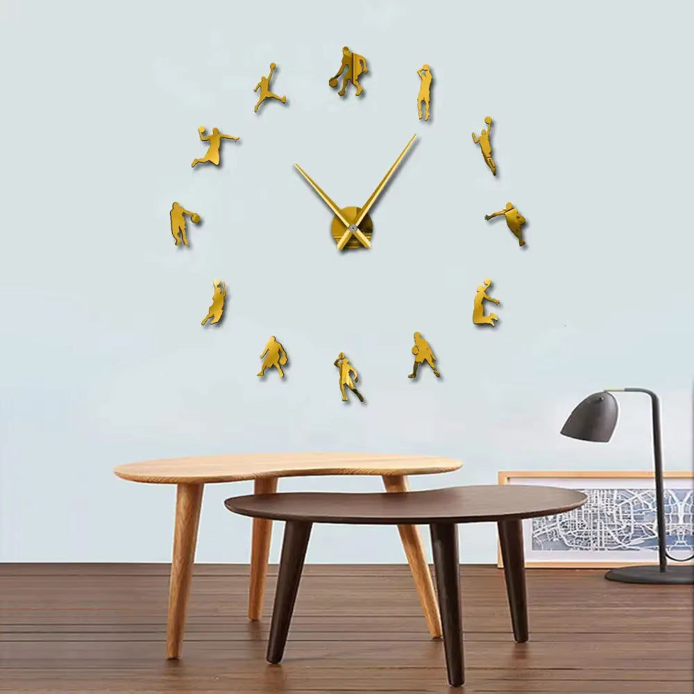 EVA Wall Watch Basketball Players DIY Large Clock Basketball Slam Dunk Kid Room Wall Decor Giant Basketball Wall Watch Gifts