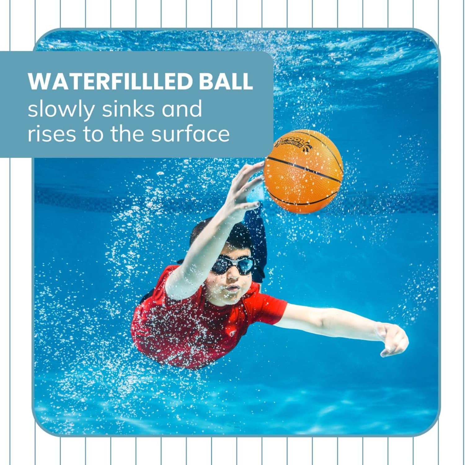 6.5"" Mini Underwater Basketball Pool Ball - Pool Ball Fun Pool Game for Kids, Dribble and Pass Underwater Game - Easy to Fill, Highly Durable - Safe for Ages 6 and Up