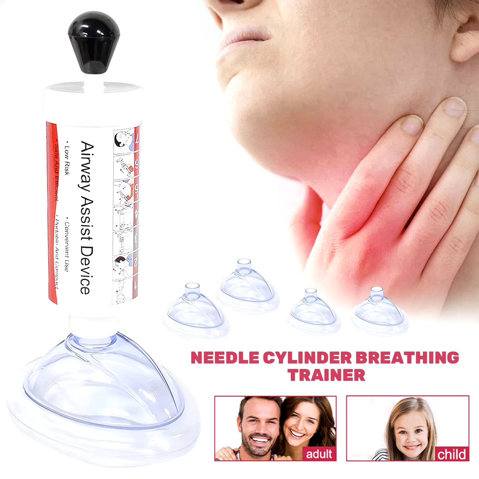 Portable Airway anti Choking Assist Device Choke Emergency Life Saving Suction Vac anti Choke Tool First Aid Kit for Kids Adults