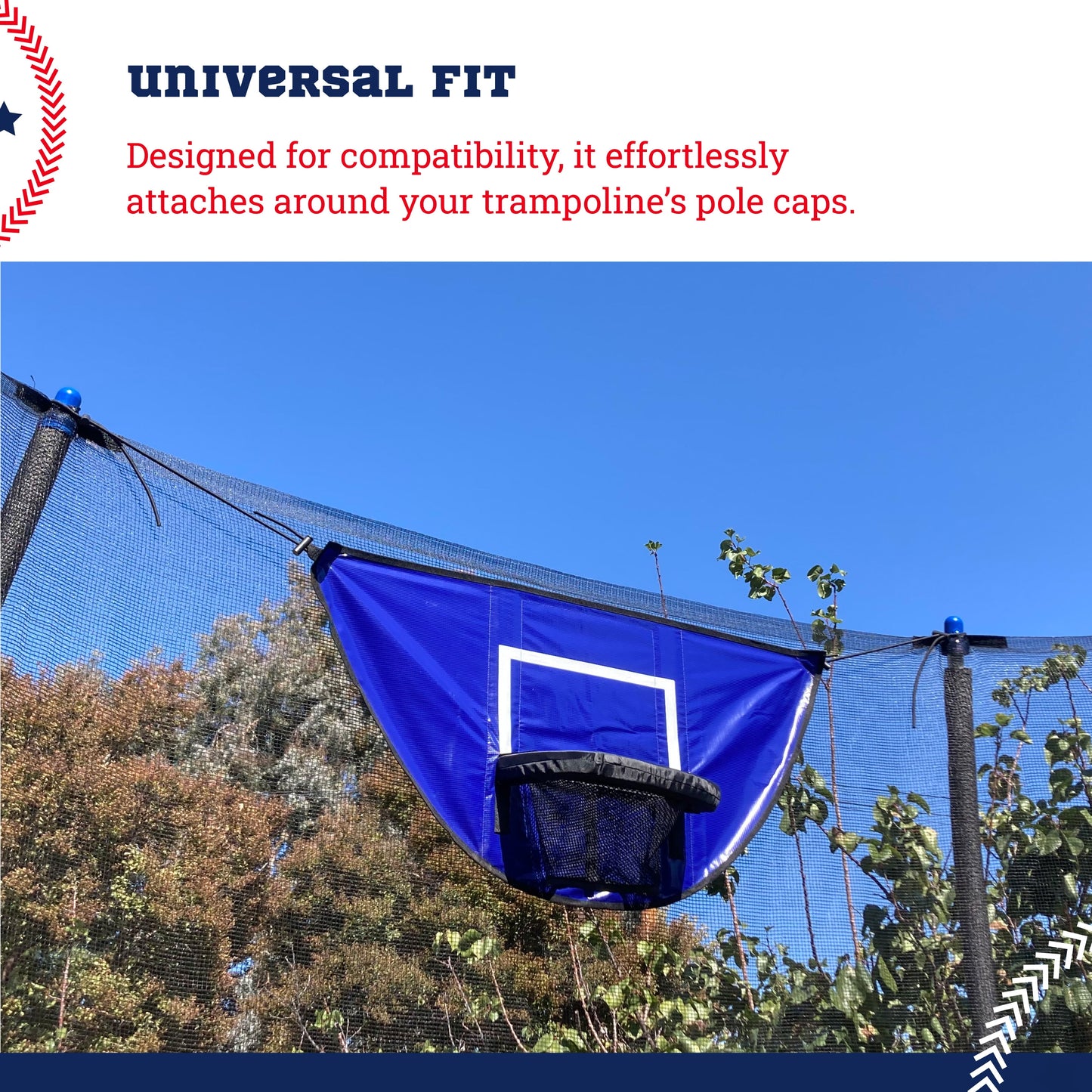 Trampoline Basketball Hoop & Mini B-Balls, Waterproof & Safe Dunking.