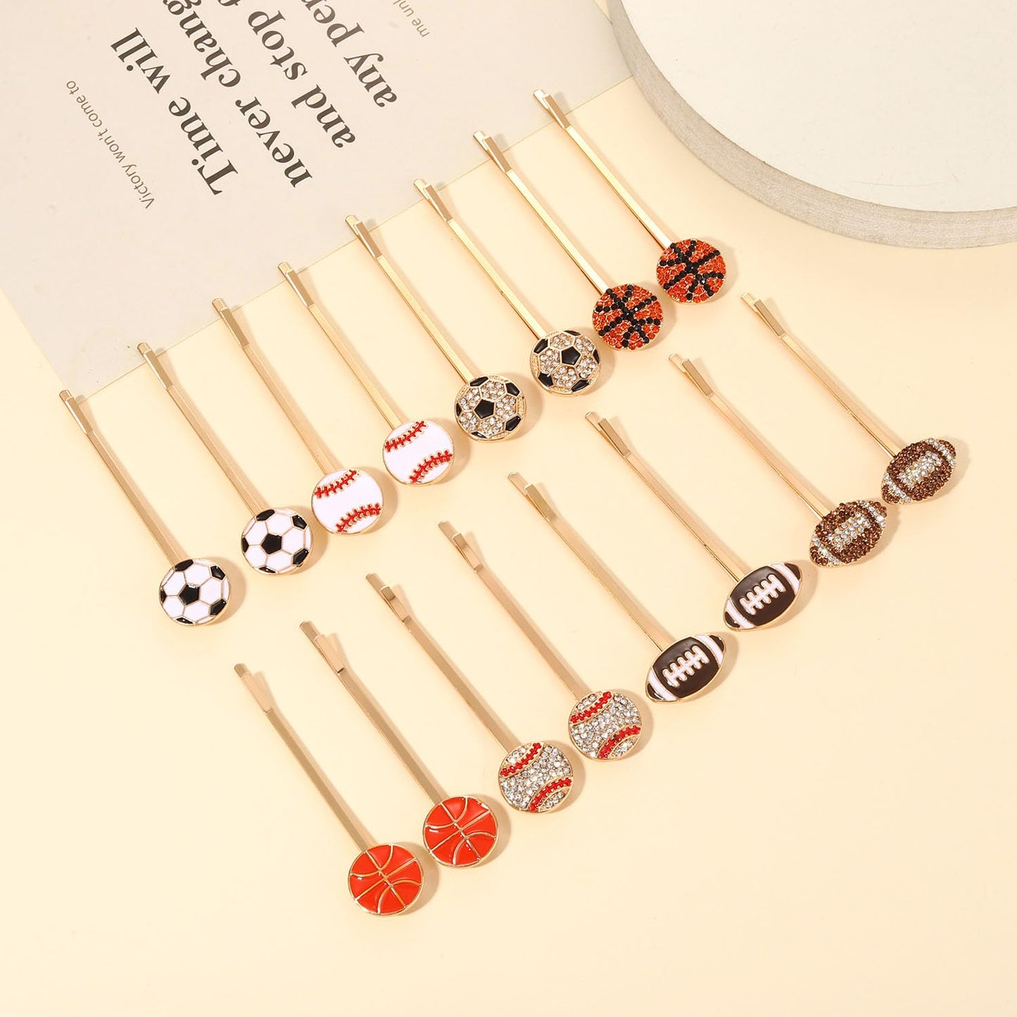 6/8 Pairs Game Day Hair Clips for Women Football Baseball Hairpins Basketball Soccer Hair Clips Football Baseball Mom Accessories Game Day Hair Accessory Party Favor Gifts