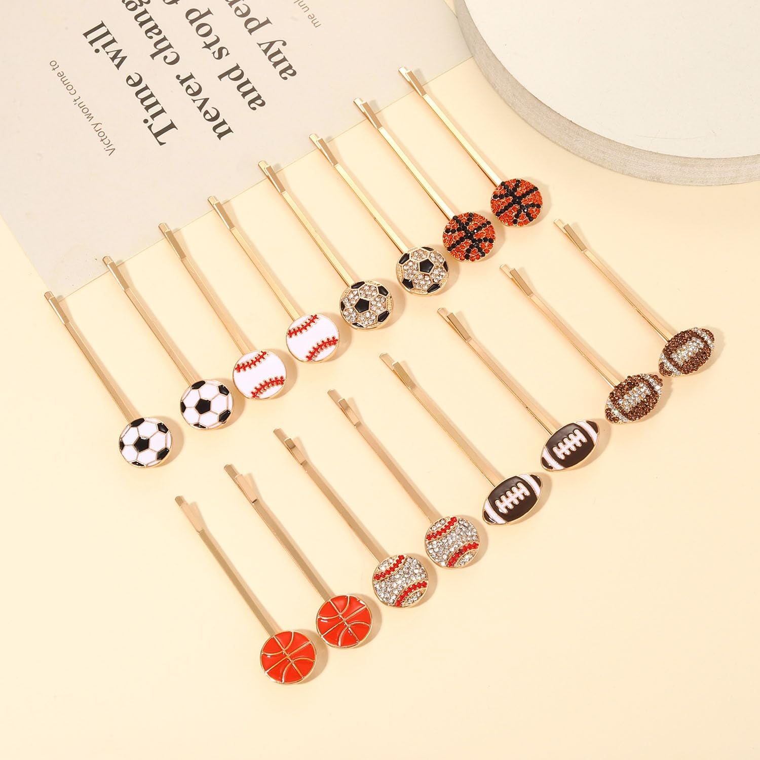 6/8 Pairs Game Day Hair Clips for Women Football Baseball Hairpins Basketball Soccer Hair Clips Football Baseball Mom Accessories Game Day Hair Accessory Party Favor Gifts